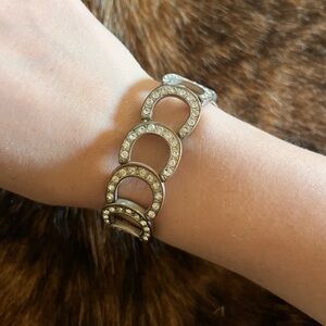 Silver Crystal Horseshoe Link Bracelet